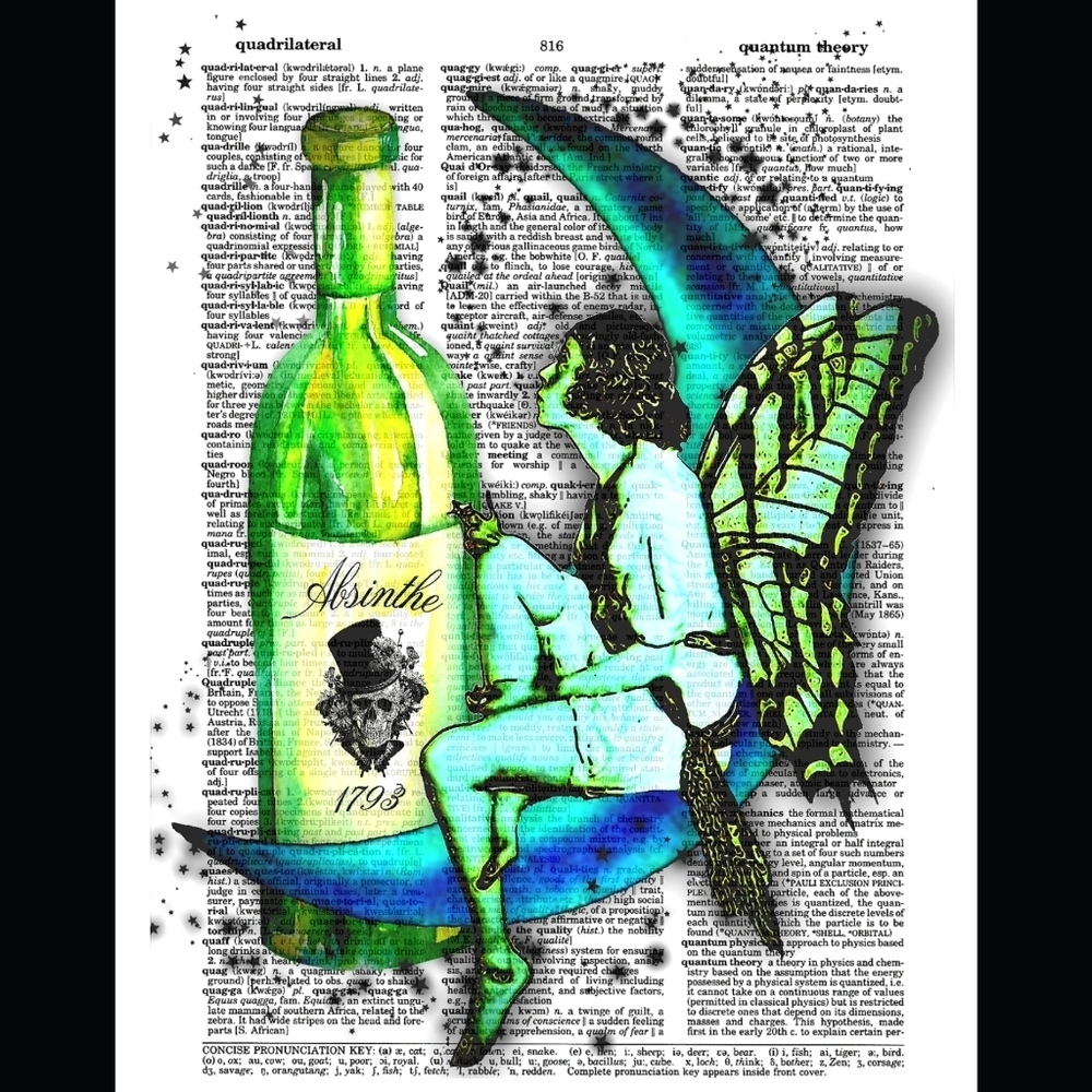 Green Fairy Absinthe Bright Vintage Dictionary Art Print